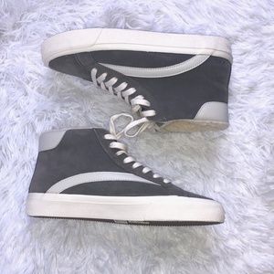 Madewell High-Top Sneakers Suede and Sherpa.  Gray and White.  Size 7